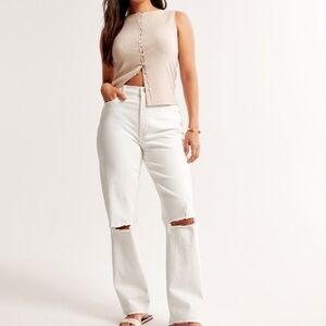 Curve love ultra high rise white straight leg jean